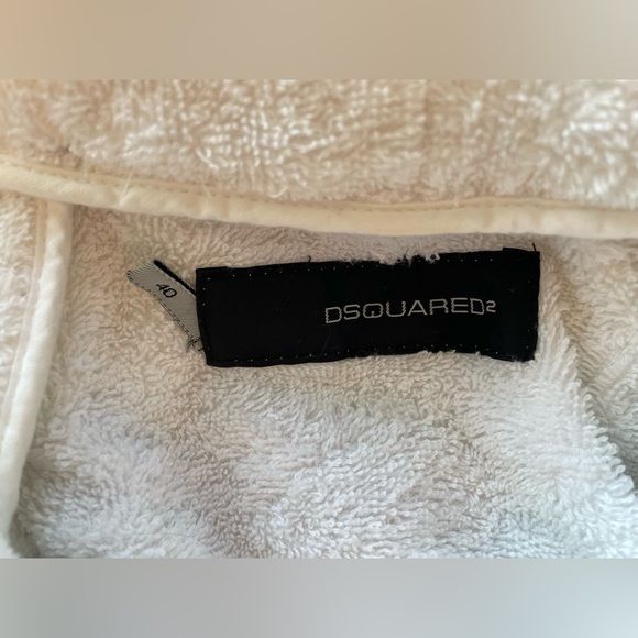 DSQUARED2 Vintage 2005 White Hooded Terry Cloth Cropped Zip Up Runway Jacket 40 - Picture 11 of 14